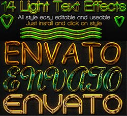14个金属光感强的PS图层样式：14 Light Text Effects